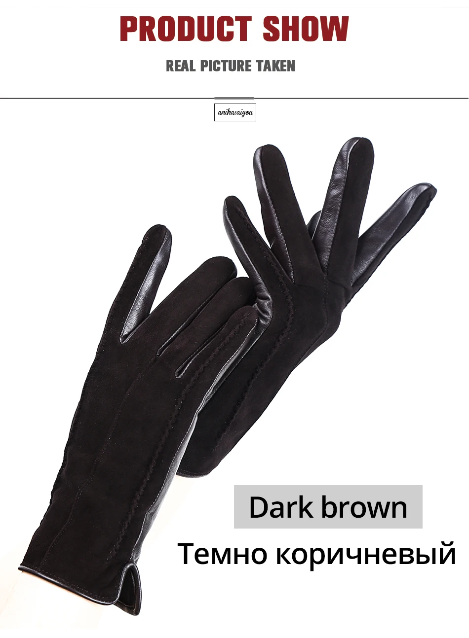 Good Quality Touch Gloves Color Winter Women's Leather Gloves Genuine Suede 50% Genuine Leather 50% Women's Gloves -2007