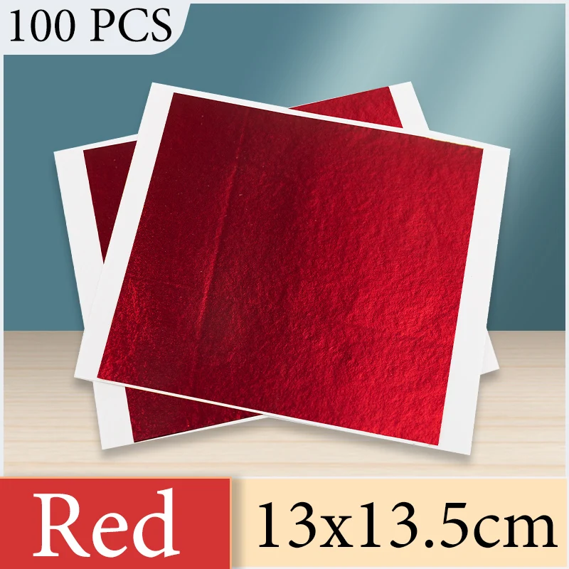 13x13,5 cm 100 hojas de papel de aluminio rojo hoja de hoja dorada en artes y manualidades muebles decoración de uñas pintura Pota sobre pintura Potal