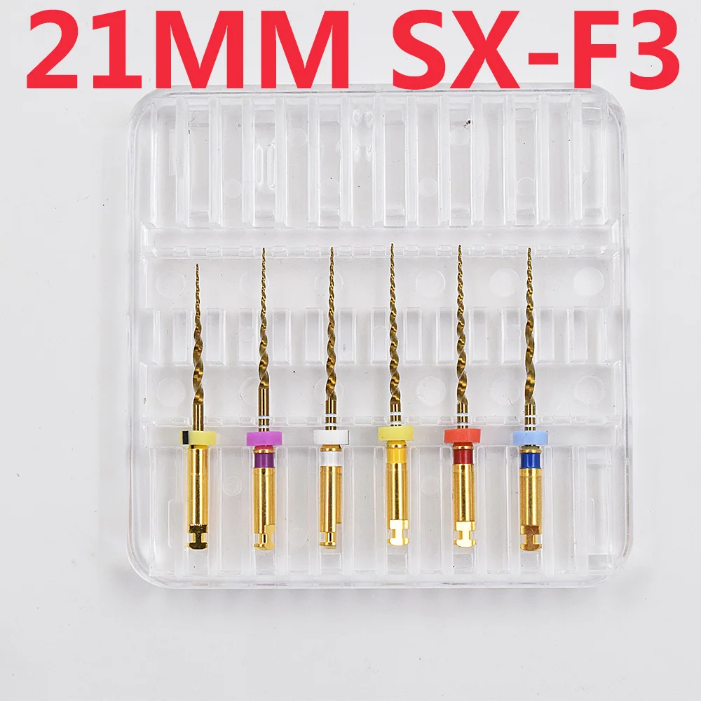 21/25Mm Dental Endodontic Niti Rotary Files Sx-F3 Endo X-Pro Gold Taper Tips Rotary Super Canal Root Golden Files