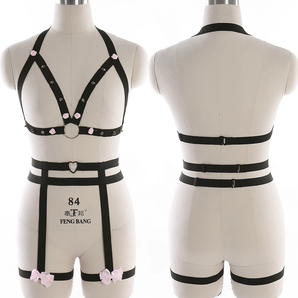 

Fetish Full Body Harness For Women Harness Top Bondage Sexy Lingerie Erotic Lingerie Harajuku Harness Cage Bra Stockings Belt