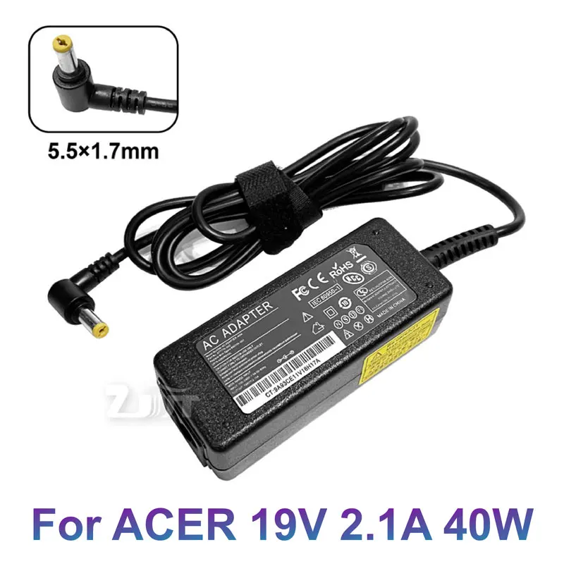 19V 2.1A 40W 5.5*1.7mm AC Adapter Notebook Laptop Charger For Acer Aspire D270 D257 D255 Power Supply For Laptop Adapter