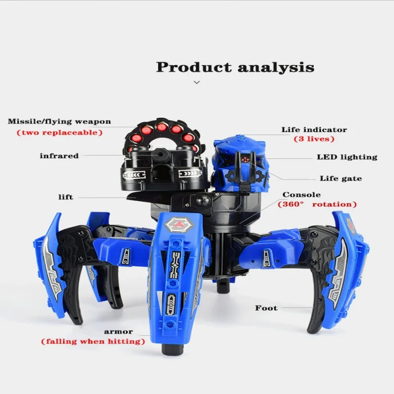 NEW 2.4G Electric Remote Control Robot  Six-legged Spider Robot DIY Shooting Game Foam Shooting Dart Double weapon Toy Gift