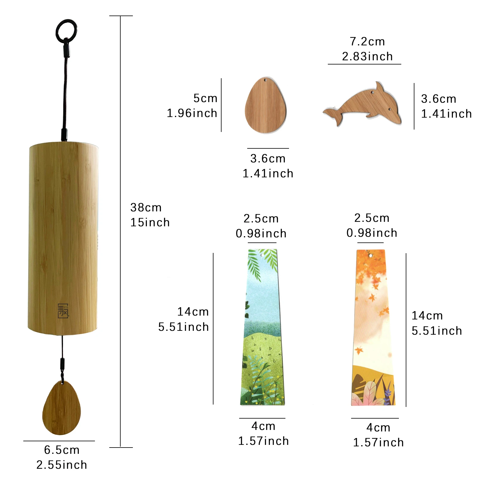 Bamboo Wind Chimes Windchime Windbell for Bamboo Wooden WindGarden Patio Home Decoration Zen Meditation Relaxation Chord G-B-D-C