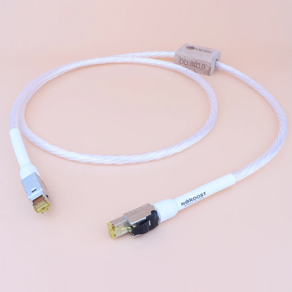 One Piece Nordost ODIN Gold/White Silver Plated Conductor Ethernet Cable Cat8 Speed Lan Cable RJ45 Network Patch Cable