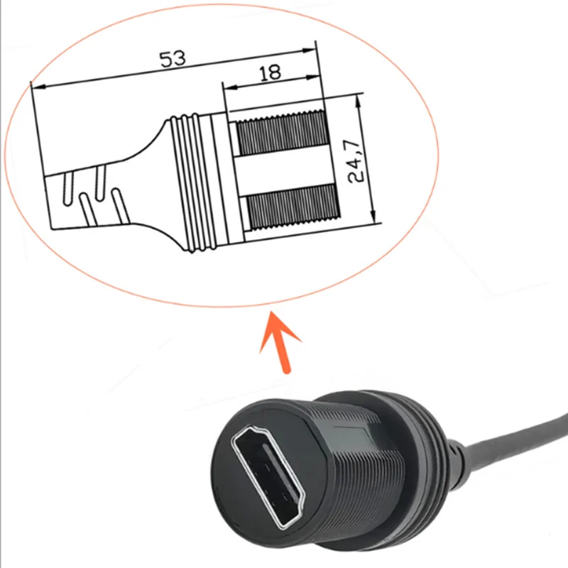 High-Definition-HDMI-kompatibel 2,0 60ZH 4K Männlich zu Weiblich Dashboard Wasserdicht Auto Motorrad Schiff Embedded Verlängerung kabel