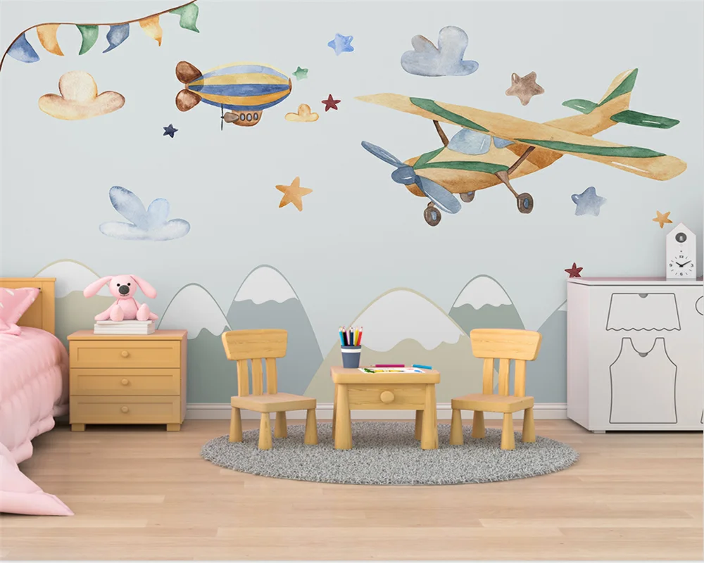 

beibehang Customized modern minimalist hydrogen balloon flying papel de parede sky children's room background wallpaper