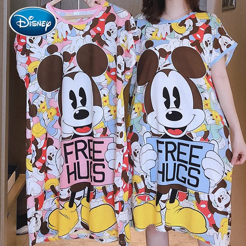 Disney Cartoon Mouse Minnie Print Night Dress New Women Nightgown Loose Short sleeve Sleepshirts Nightdress lovely Nightie