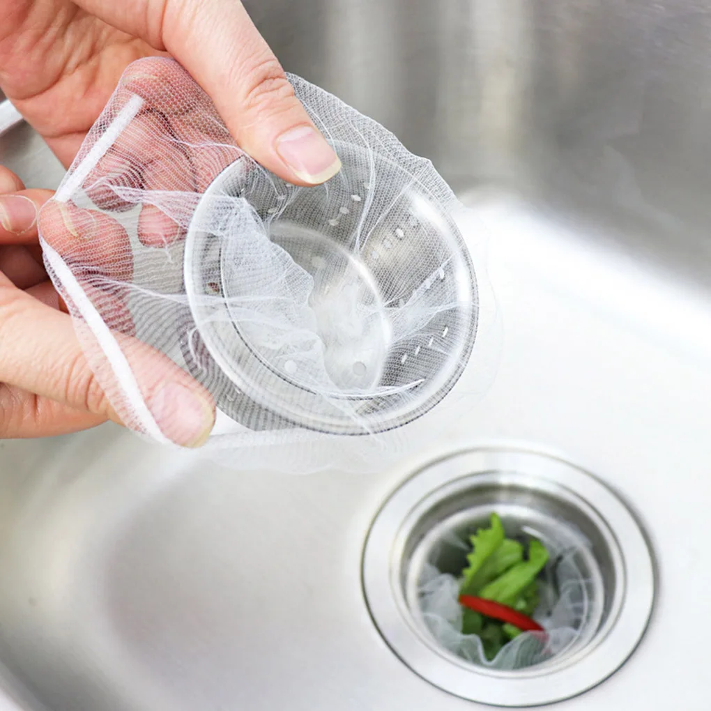 Hot! 30PCS/100PCS Disposable Kitchen Sink Strainer Bag Shower Sink Hair Rubbish Storage Mesh Bag Strainer Filter Bags