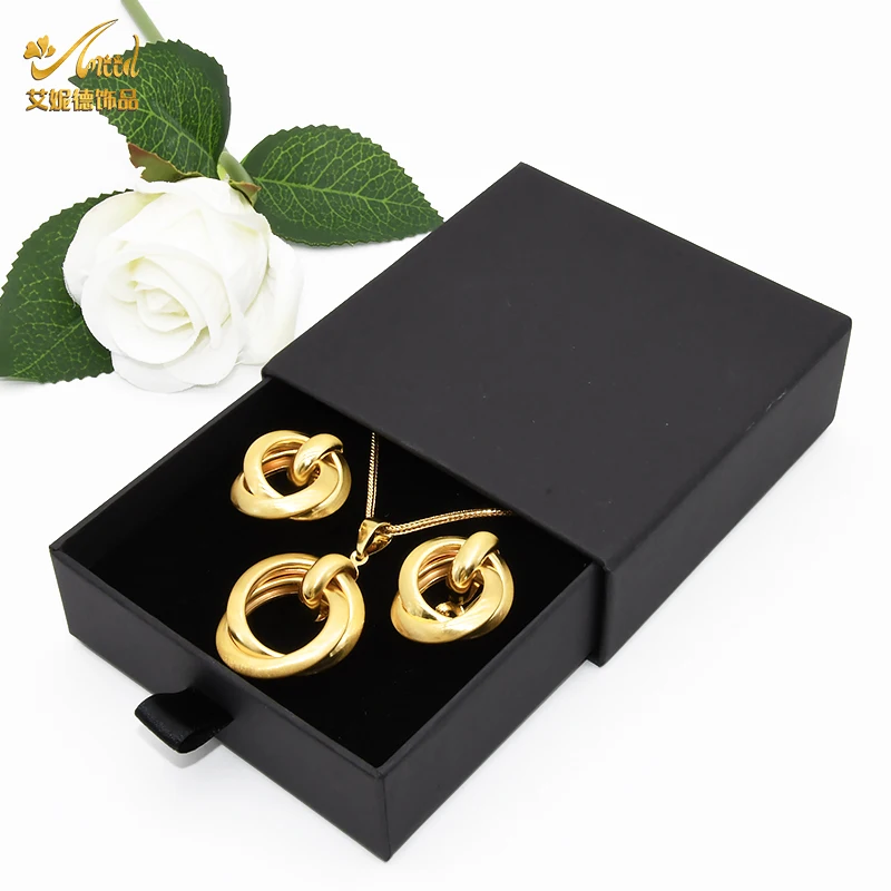 Schmuck Geschenk Box Pull Out Überzogene Flanell Lagerung Ring Organizer Verpackung Halskette Ohrringe Armband Juwelier Sets Display