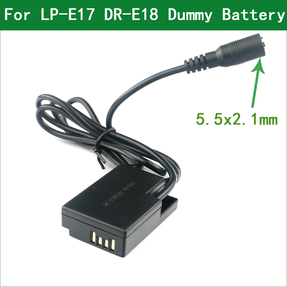 DR-E18 DC Coupler LP-E17 Dummy Battery Fit Power for Canon EOS R50 R8 77D 200D II 250D 750D 760D 800D 850D 8000D 9000D RP