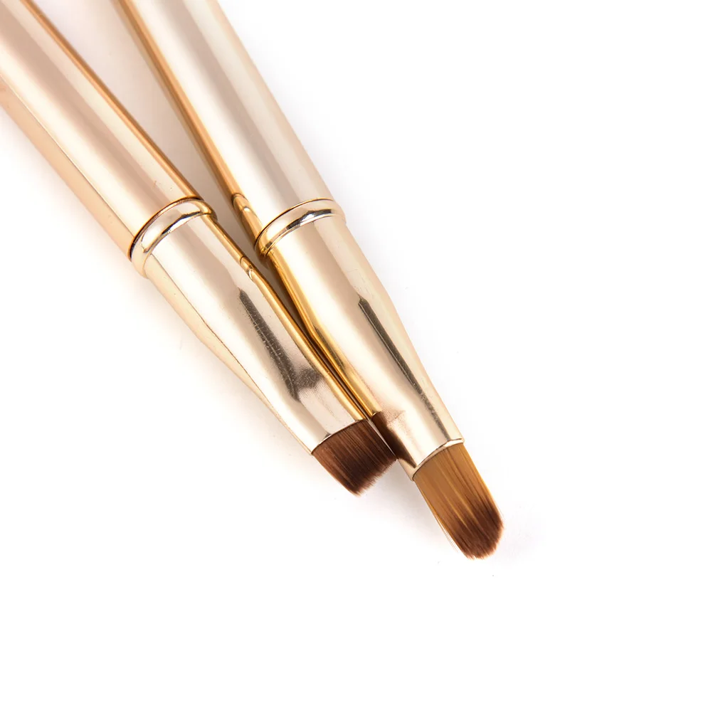 1pcs Gold Make Up Retractable Lip Eye Liner Eyeshadow Foundation Brush Double-headed Makeup Brushes Cosmetics Tool