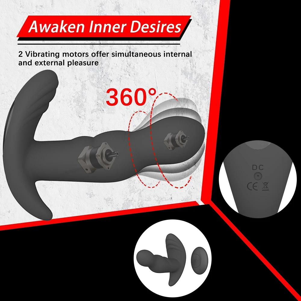 3 Speed Rotating +10 Speed Vibrating Male Prostate Massage Wireless Remote Anal Plug ButtPlug G-Spot Stimulate SM Gay Anal Toys