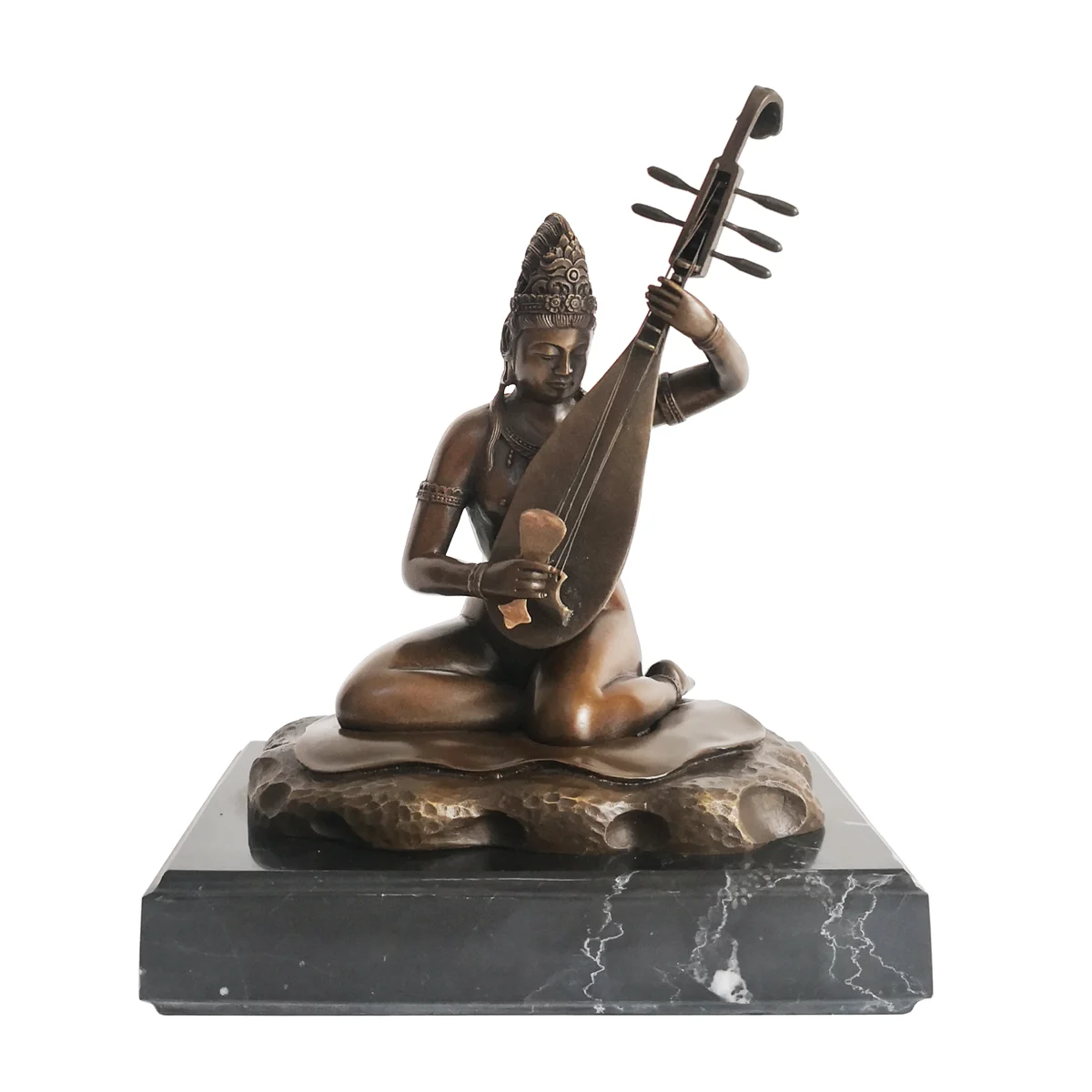 Bronze Saraswati Sculpture Hindu Mythology Wisdom Wealth Goddess India Buddha Figurine Statue Art for Business Gift