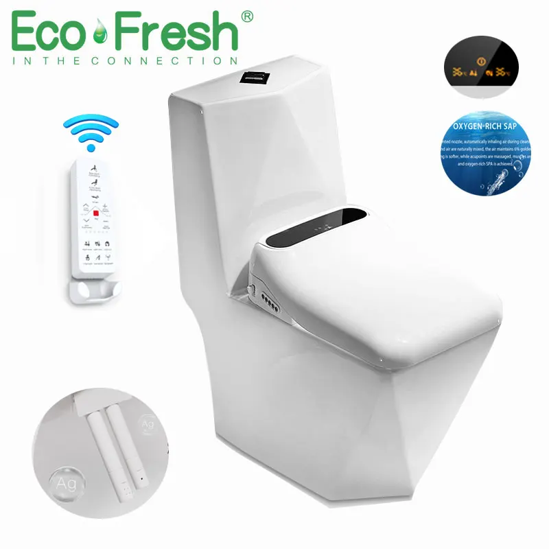 Ecofresh Square Smart toilet seat toilet seat bidet Electric Bidet cover heat seat led light Intelligent toilet cover auto