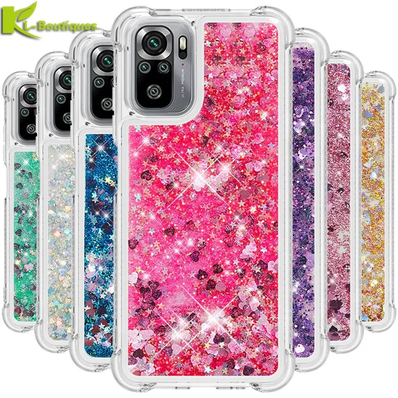 For Redmi Note 10S Case Fashion Quicksand Glitter Liquid Case For Xiaomi Redmi Note 10S Phone Cover Redmi Note10s 10 S Coque