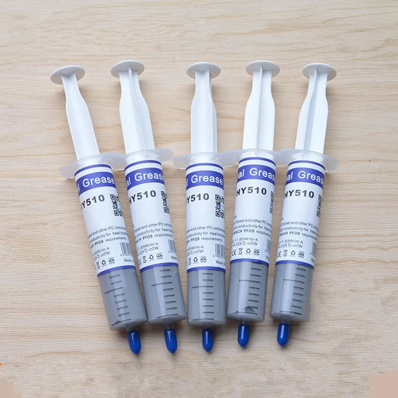 5pcs HY510 30g Silicone Thermal Paste Heat Transfer Grease Heat Sink CPU GPU Chipset Notebook Computer Cooling Syringe