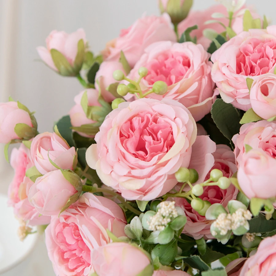 30Cm Artificial Flowers Silk Peony Bouquet Scrapbooking Diy Wedding Garlands Pink Roses Vase for Home Christmas Decorations image 4