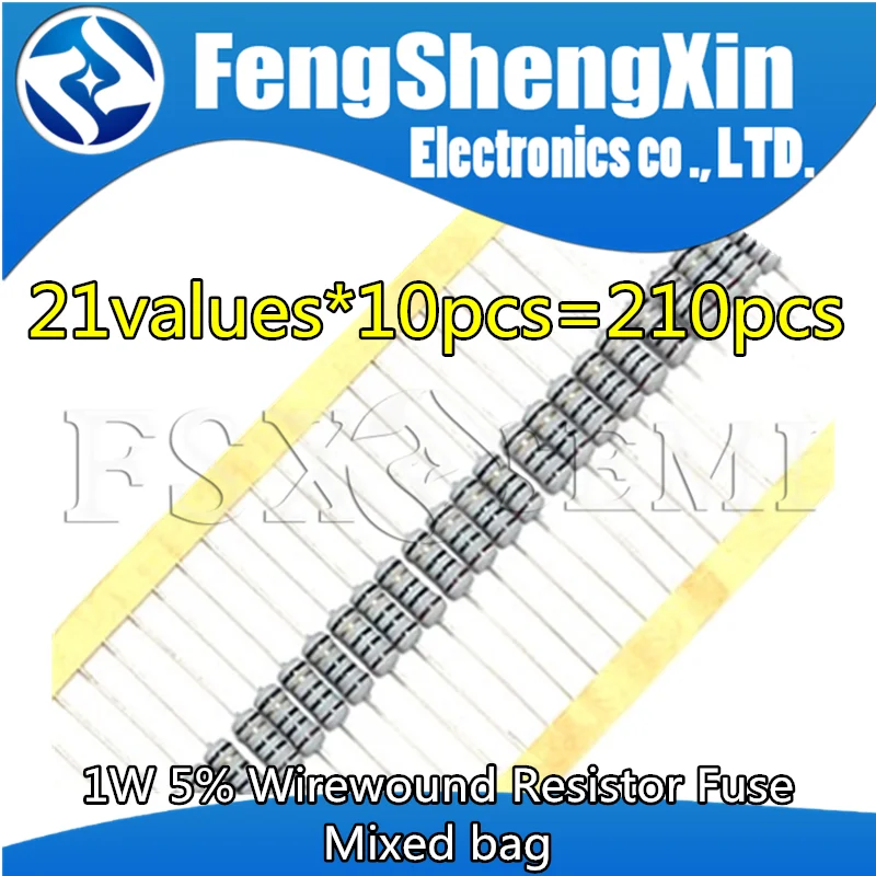 

21values*10pcs=210pcs 1W 5% Wirewound Fuse Resistor Mixed bag 0.33R~39R KIt 0.1R 0.15R 0.33R 0.68R 1R 1.5R 2R 2.2R 3R 3.3R 4.7R