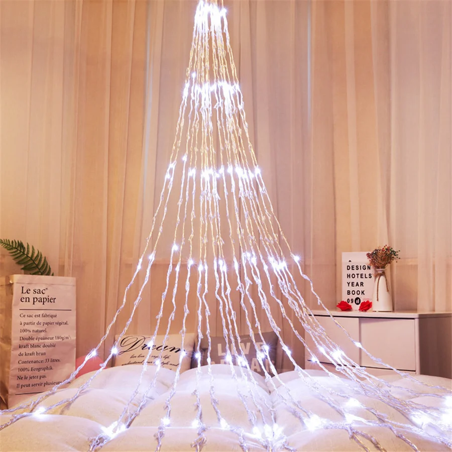 Meteor Shower Rain String Light 3x3M 3x2M Waterfall Christmas Wedding Window Curtain Fairy Lights String Icicle Garlands Light