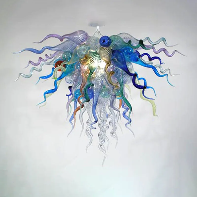 

Colourful Hand Blown Glass Chandelier Lustre Nordic Pendant Lamp for Bedroom Dining Room 70 by 50 CM