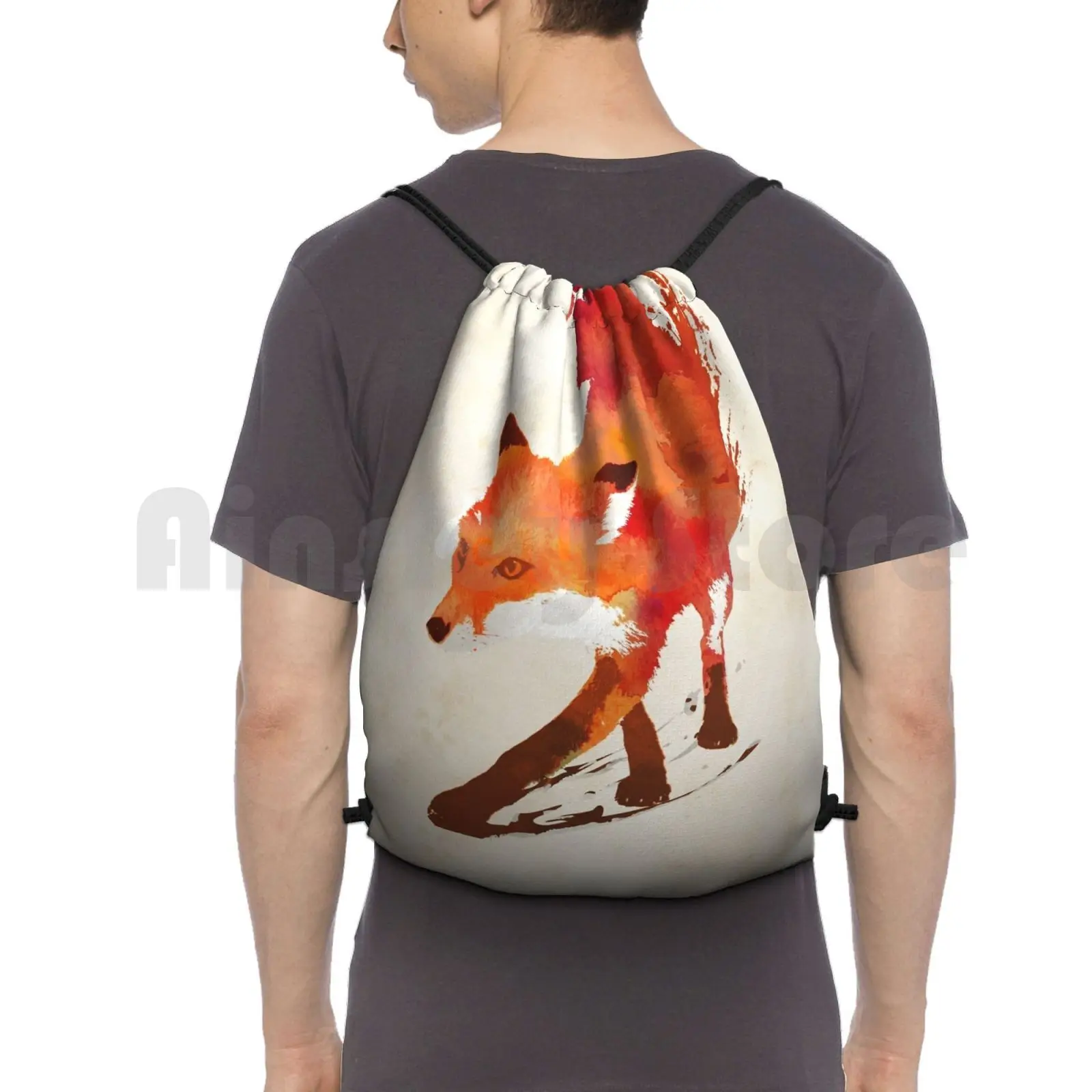 

Vulpes Vulpes Backpack Drawstring Bags Gym Bag Waterproof Fox Watercolor Nature