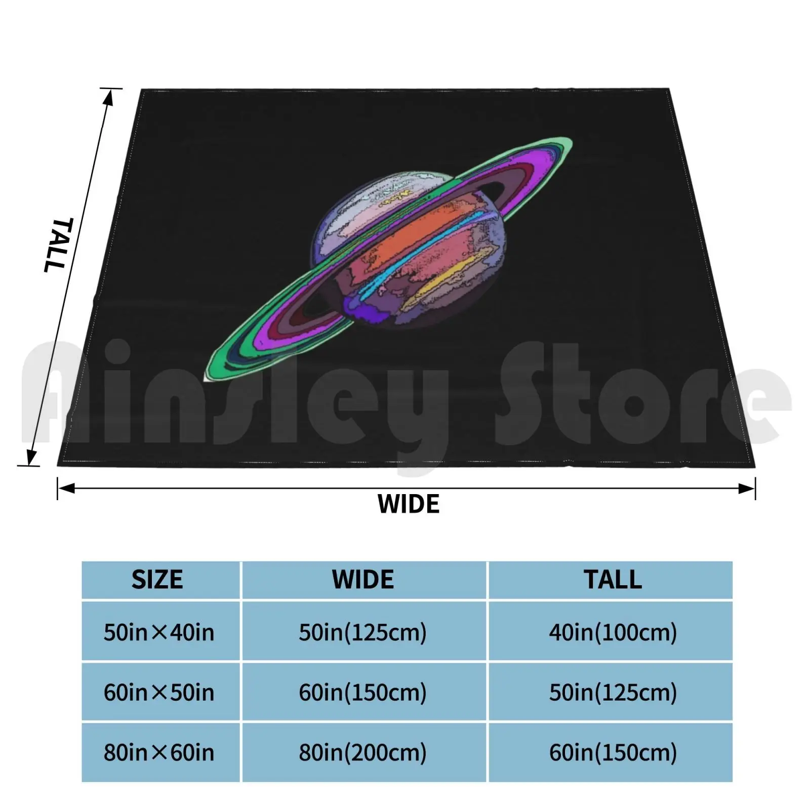 Saturn : The Ringed Planet Blanket Fashion Custom Sun Venus Earth World Asteroids Jupiter Saturn Uranus