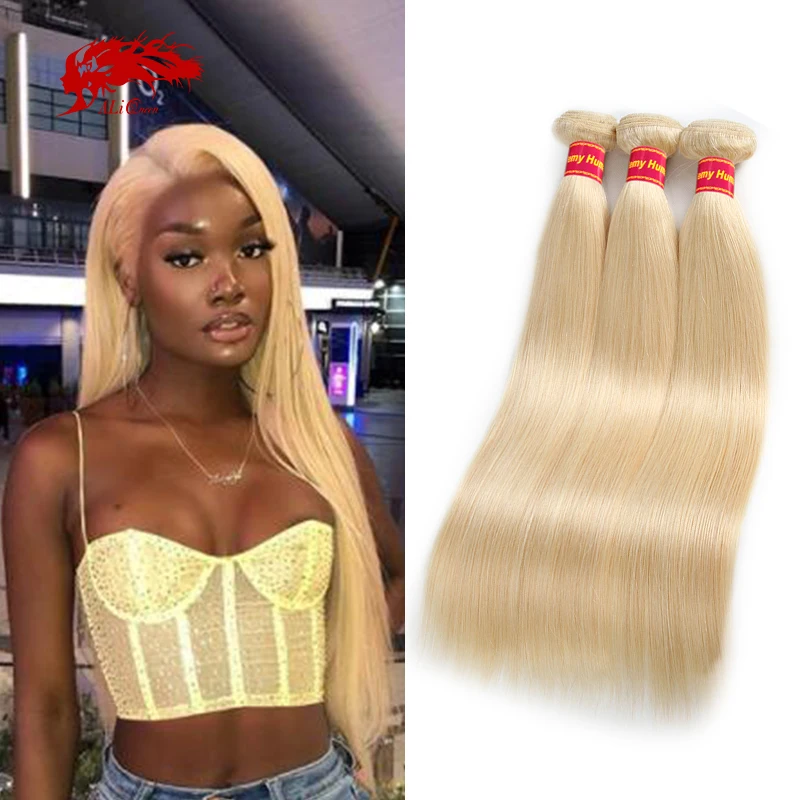 Ali Queen Hair 613 Blonde Hair Brazilian Straight Virgin Human Hair Weaves Bundles 10