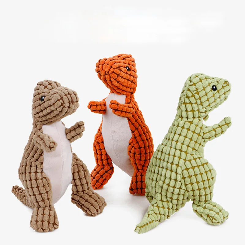 Dinosaurio de peluche de lana para mascotas, juguetes interactivos para perros pequeños y grandes, resistentes a las mordeduras, accesorios de