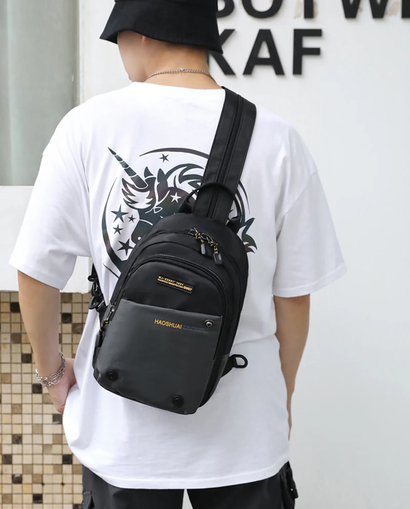 Männer Kleine Rucksack Rucksack Messenger Cross Body Brust Taschen Mehrzweck Military Reise Nylon Männlichen Mode Daypack Rucksack – Detail 5
