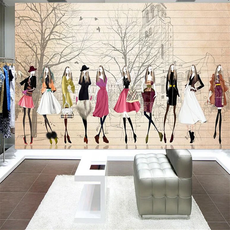 

wellyu Custom wallpaper 3d mural personality fashion store papel de pared fashion clothing tv background wall 3d mural