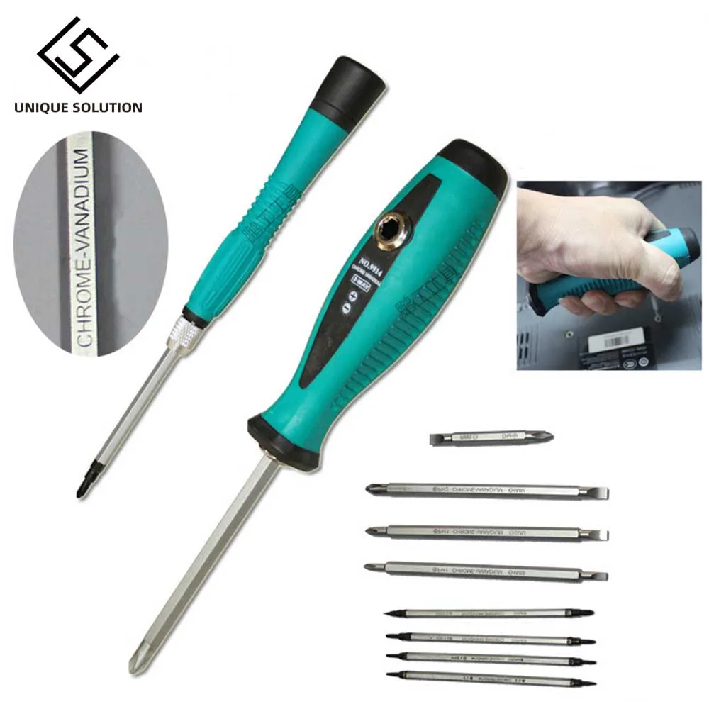 10Pcs Precision Magnetic Screwdriver Set Phillips Slotted Star Bits Repair Tool S08 Wholesale&DropShip