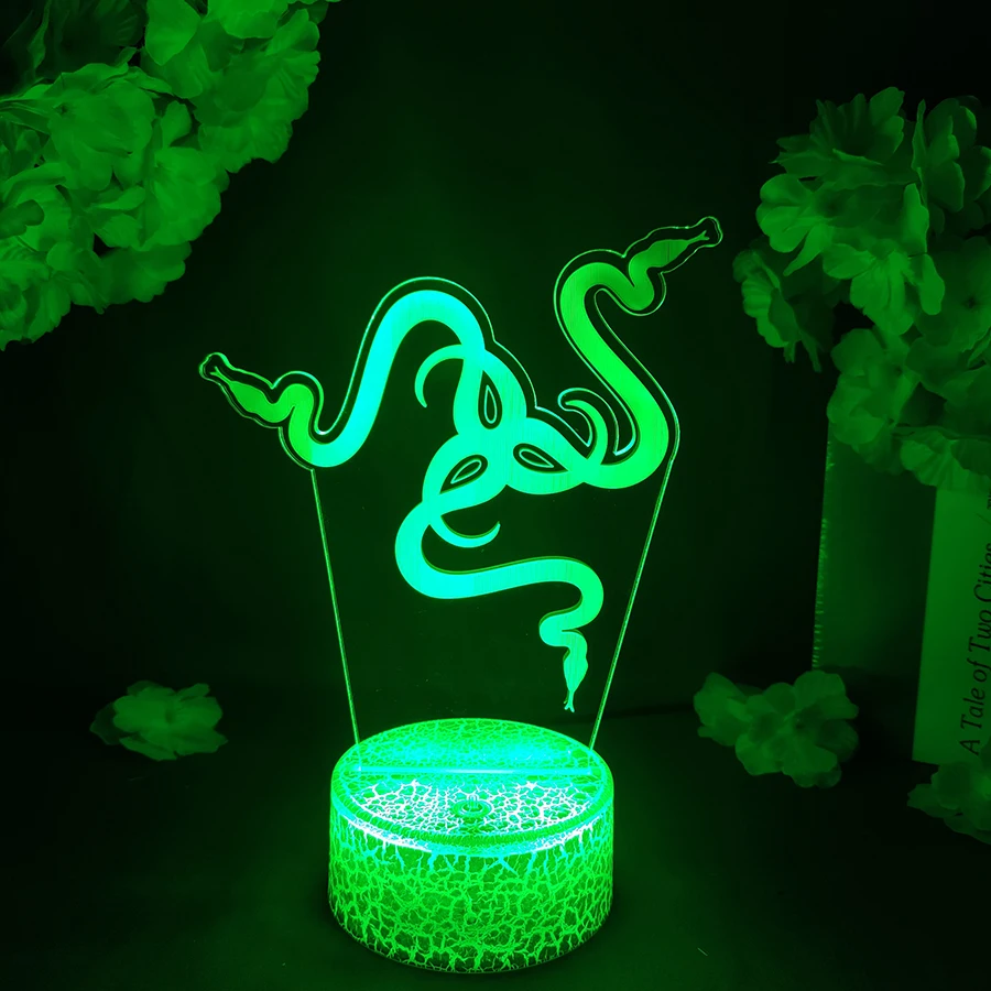 3D LED Light Hot Game Razer Acrylic Illusion Night Lamp RGB Flashing Cool Gift Desktop Setup Computer Backlight Room Decoration