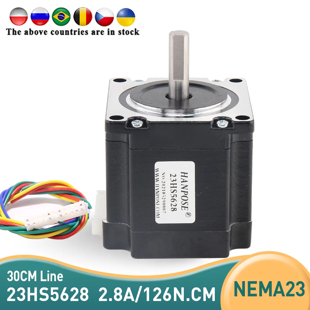 

Free shipping 5PCS 23HS5628 Nema 23 Stepper Motor 57 motor NEMA23 Stepper Motor 2.8A 126N.CM 4-lead for 3D printer accessories