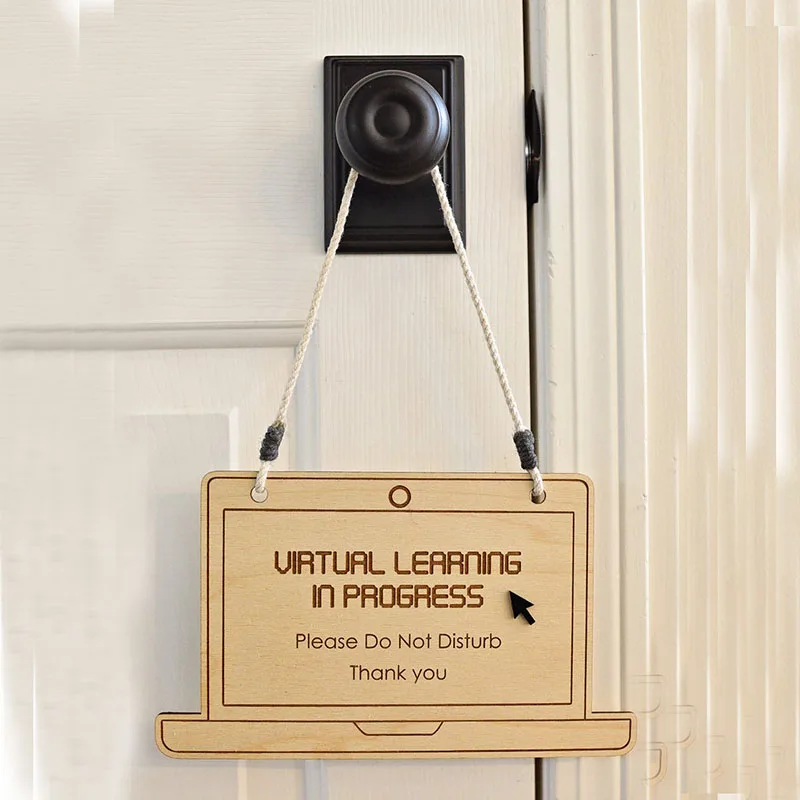 Personalized wooden Door Hanger, personalised Distant Learning sign,Virtual Learning in Progress door hanger,present for her