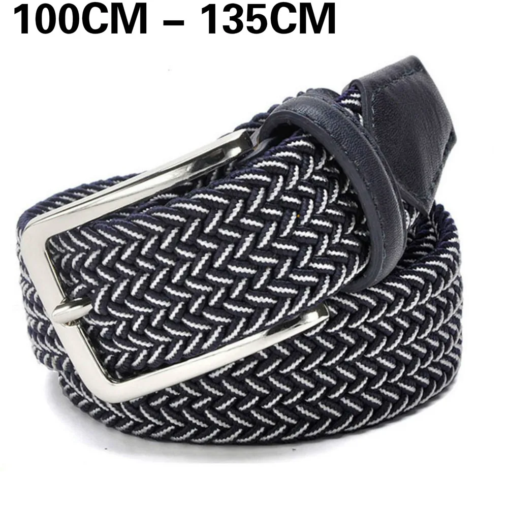 2020 Hand Woven Women Belt Korean Men Elastic Pin Buckle Pants Canvas Blue And White Belt 100-135CM  Jeans Fashion Design