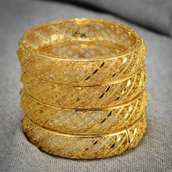Annayoyo Dubai Gold Color Bangles Exaggerated Trendy Bangles for Ethiopian/African Women Wedding Jewelry