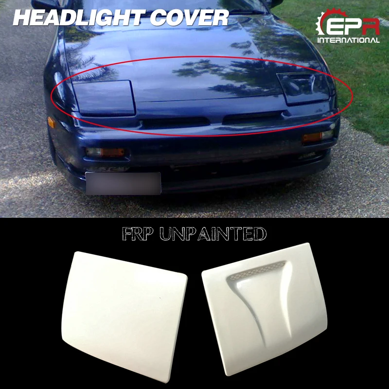 Car-styling for Nissan S13 180SX Naca Style Fiber Glass Headlight Cover FRP NA Front Bumper Lamp Cap Drift Racing Body Kit