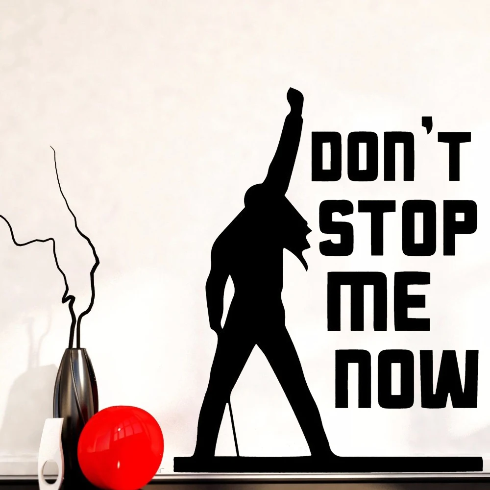 Classic Wall Decals Freddie Mercury Queen Band Music Don't Stop Me Now Quote Vinyl Wall Sticker Home Decoration Boys Room Y709