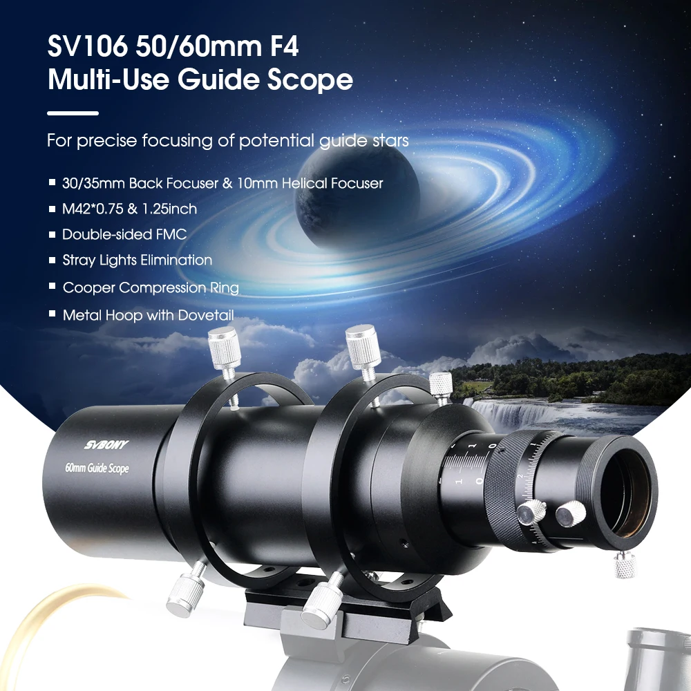 SVBONY Teleskop-Führungsfernrohr 50 mm/190, 60 mm/240 mm, kompaktes Deluxe-Führungsfernrohr mit 1,25 Zoll doppelter spiralförmiger Fokus SV106 – Detail 3
