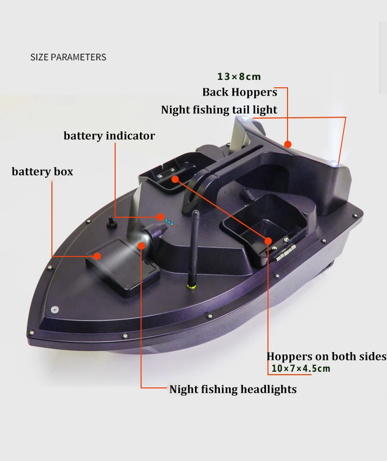 GPS RC łódź z przynętą lokalizator ryb łodzie 3 kosze nocne światło statek rybacki inteligentny jednoprzyciskowy powrót 40 miejsc połowowych