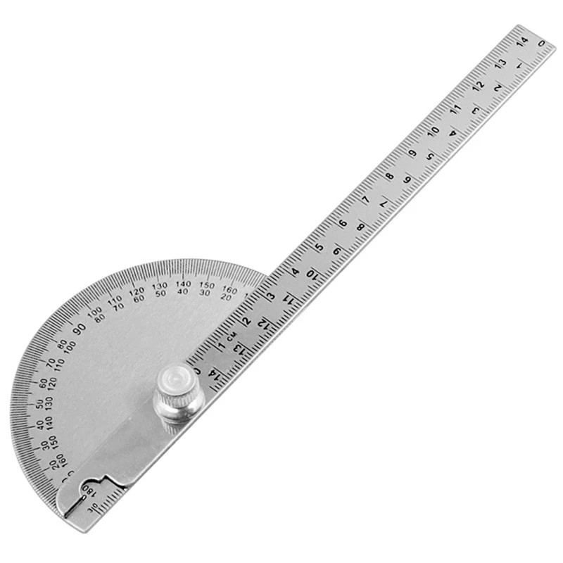 14,5 cm 180 Grad Einstellbar Winkelmesser Multifunktions Edelstahl Roundhead Winkel Lineal Mathematik Messung Werkzeug