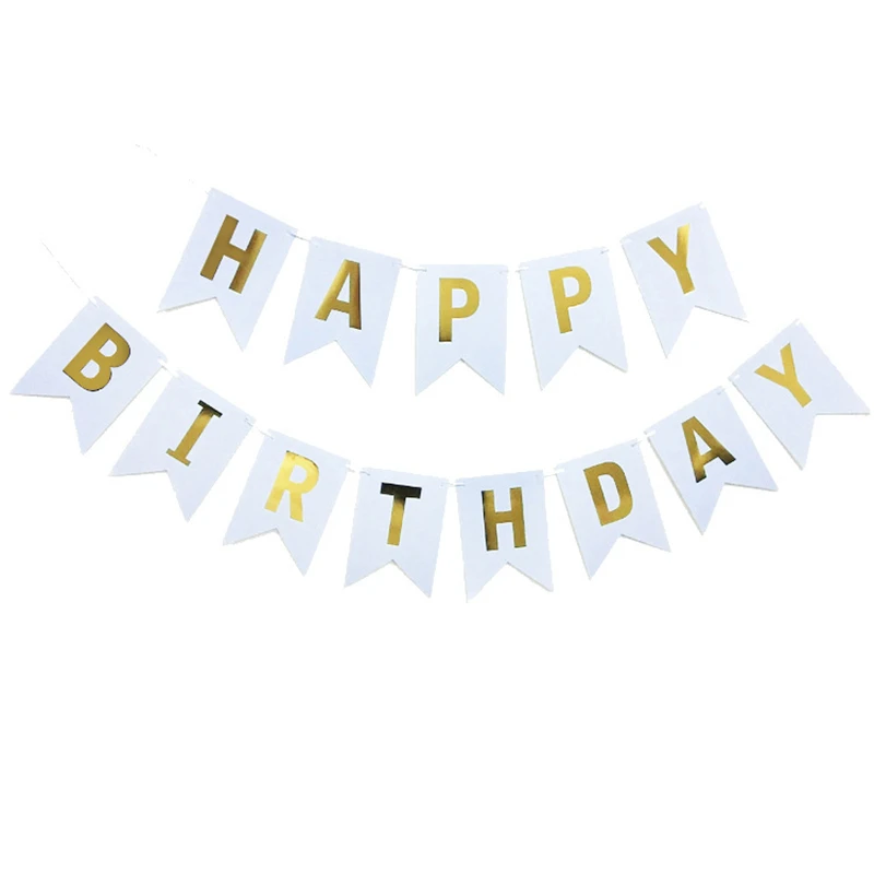 Birthday party decoration swallowtail hot stamping flags happy birthday lettering banners