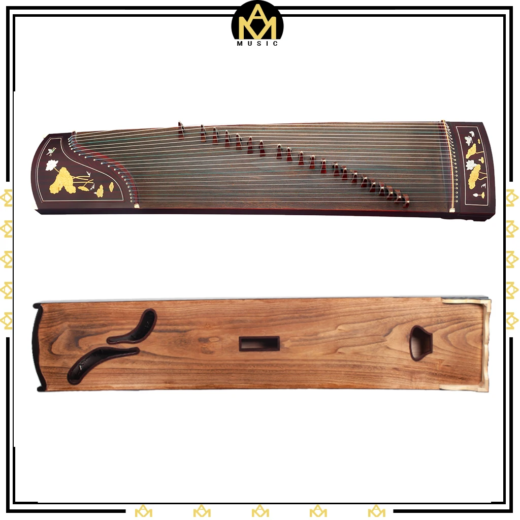 

Performance Zither Advanced Grade 21-String Guzheng Abalone Shell Lotus Carved Chinese Zither Harp W/Full Accessories String SET