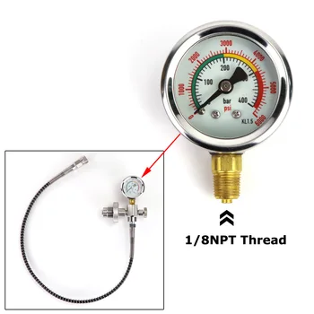 Nieuwe 400Bar/6000PSI Double-Range Lichtgevende Trillingsbestendige Manometer Manometer 1/8NPT Draad