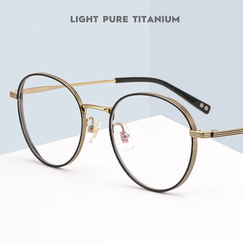 

Ульсветильник Кая модная оправа для очков YIMARUILI из 100% чистого титана для мужчин и женщин, круглая оптическая оправа для рецептурных очков в стиле ретро, 17104