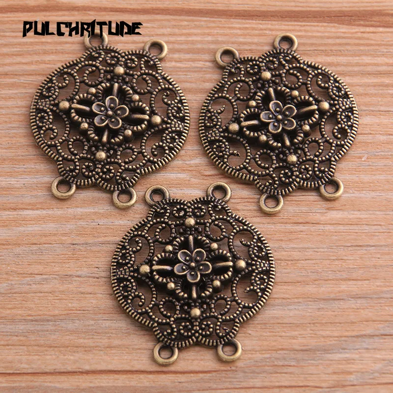 4pcs 32*37mm New Product Two Color Zinc Alloy Hollow Flower Porous Connectors Jewelry Making DIY Handmade Craft