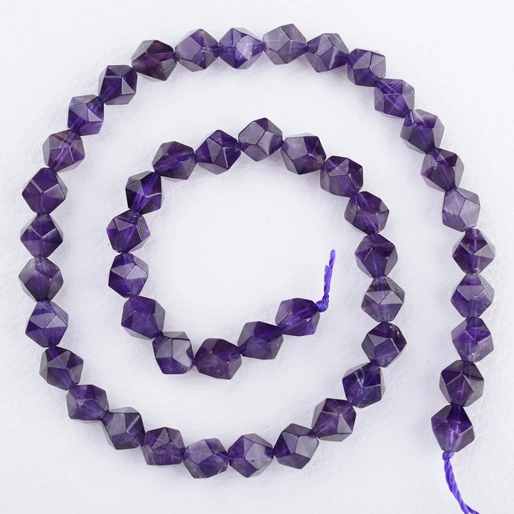 

2 strands Natrual Stone Beads Faceted Amethyst Purple Crystal Beads For Jewelry Making Bracelet Necklace 6/8/10mm 15inches