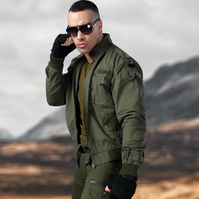 Outdoor Army Style Winter Men's Coat Casual Cotton Military Men's Jacket Stand-up Collar Flight Jacket Mens Fashion Clothing