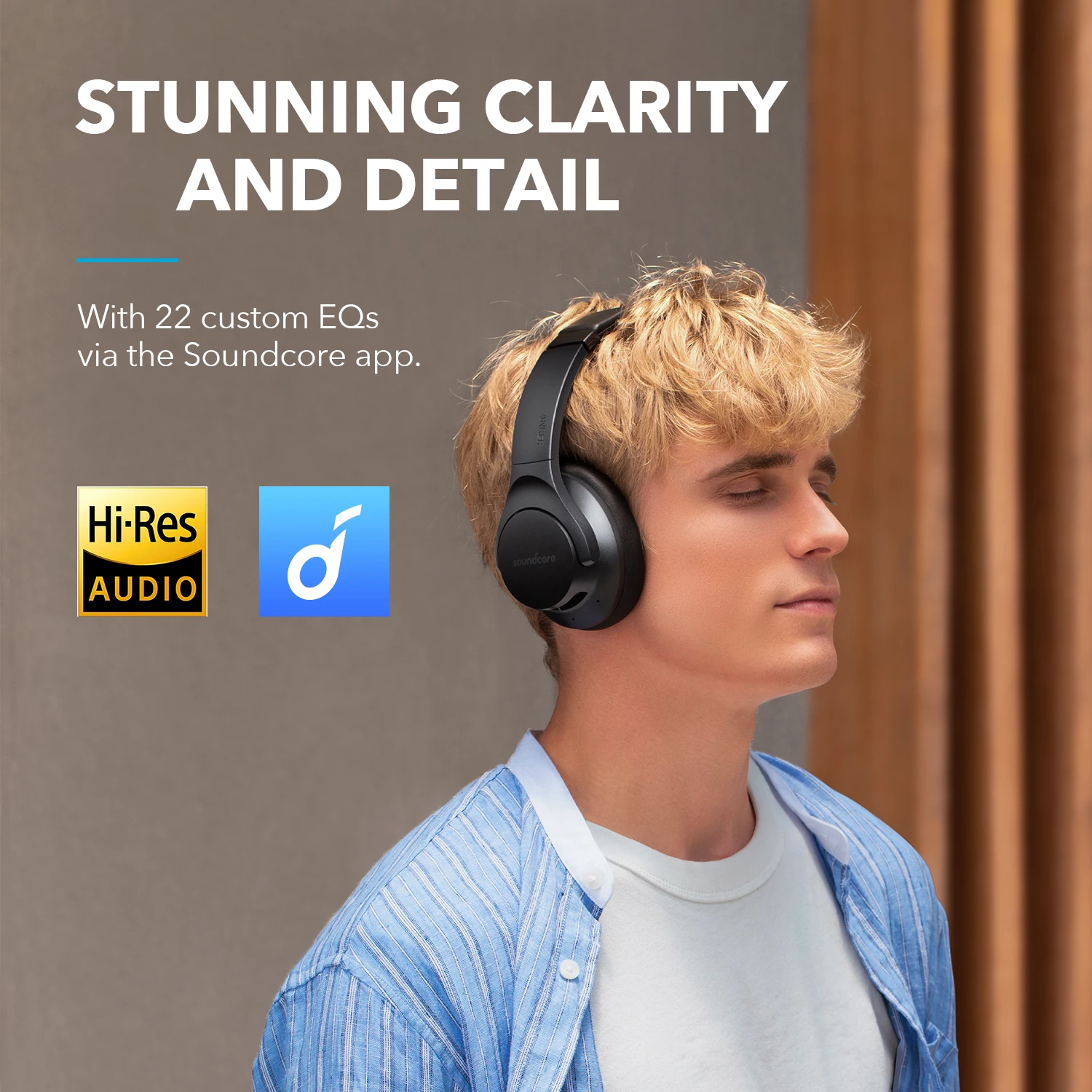 Top Life Q20+ Active Noise Cancelling wireless bluetooth Headphones, 40H Playtime, Hi-Res Audio, Soundcore App