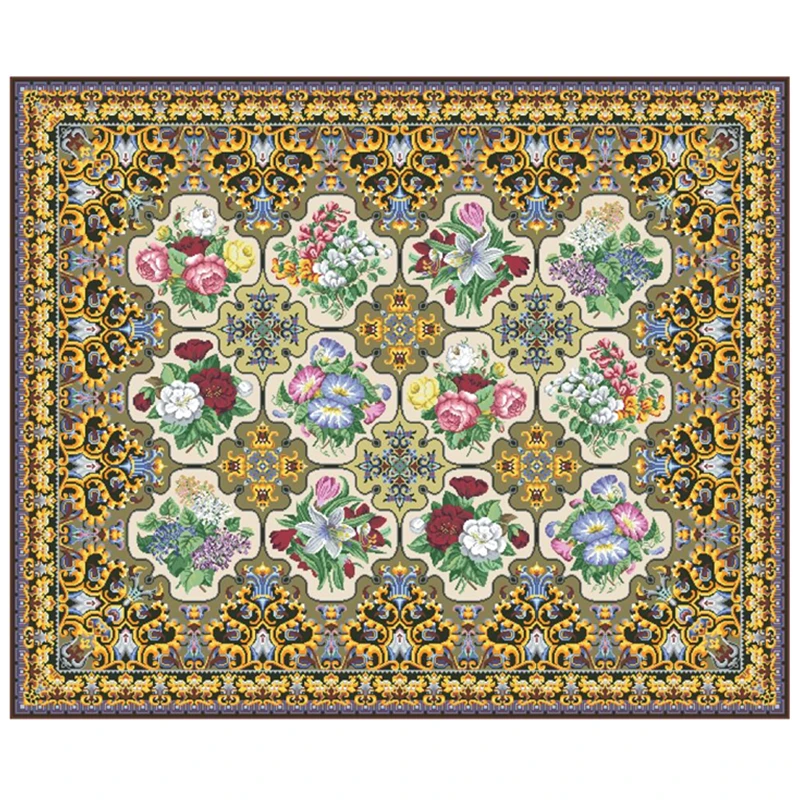 Flower medaillons cross embroidery kit big pattern design 18ct 14ct 11ct unprint canvas Cross-stitch DIY needlework